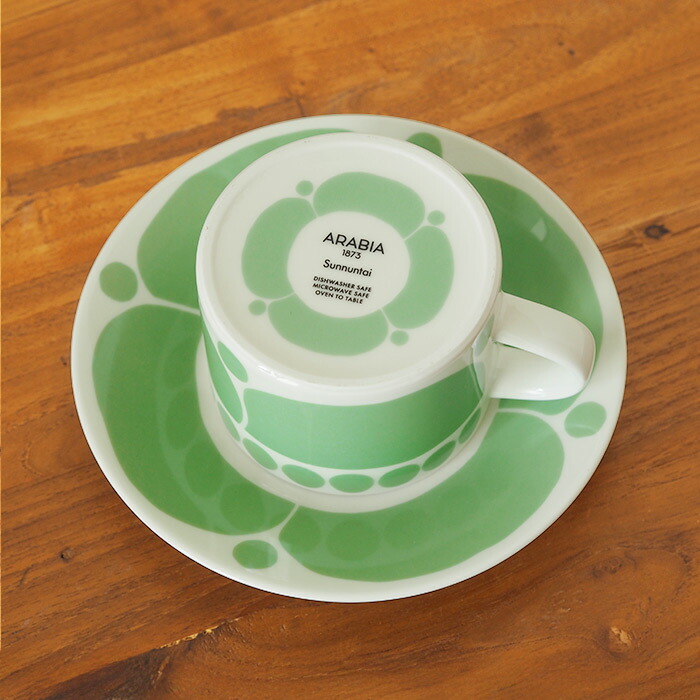 ■アラビア スンヌンタイ ティーカップ＆ソーサー ライトグリーン / ARABIA Sunnuntai