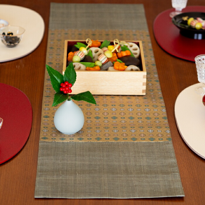 BAN INOUE　華わび裂ラナー　テーブルランナー 　けし炭