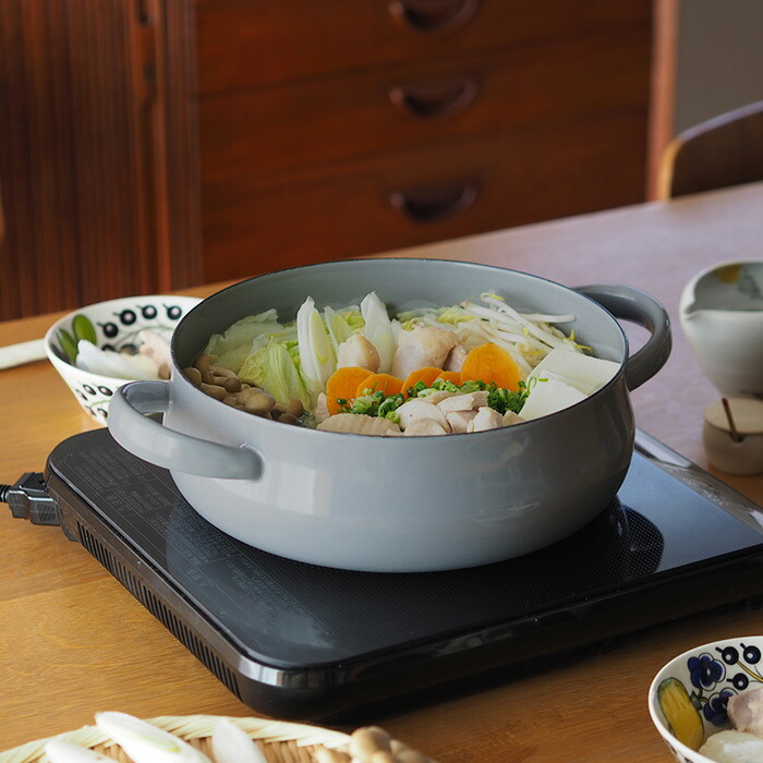 野田琺瑯×天一印　LUKE（ルーク） 浅型キャセロール 25cm　グレー