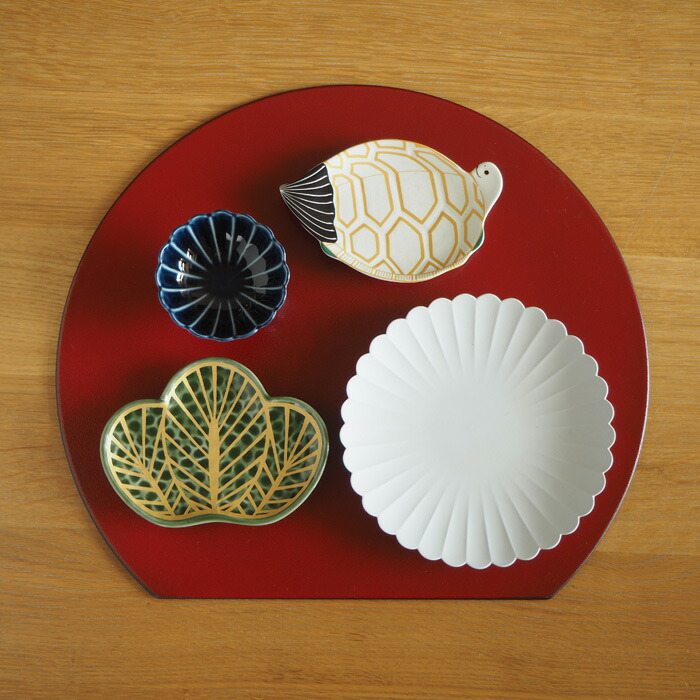 ■【2026年福袋4】初春のお膳に嬉しい ハレの日の半月盆5点セット【亀】