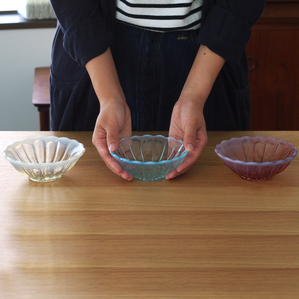 【取扱終了0326】廣田硝子　雪の花　デザートボール　ブルー　※