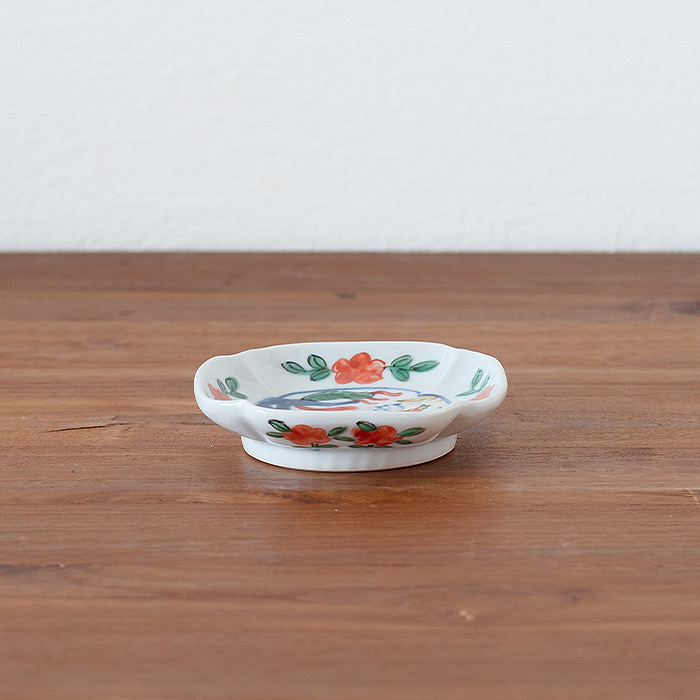 堀畑蘭　隅入豆皿　色絵 じゃんけん唐子