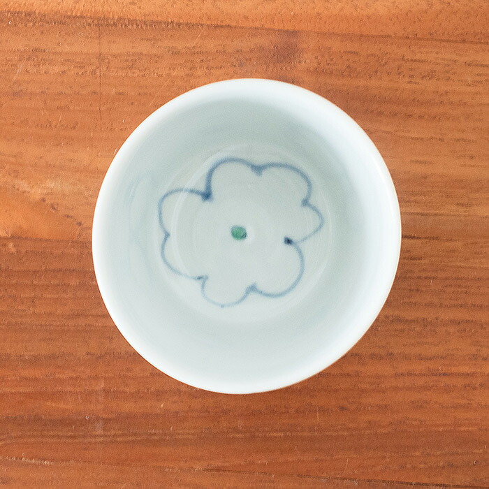 堀畑蘭　蕎麦猪口　色絵 花雲　青