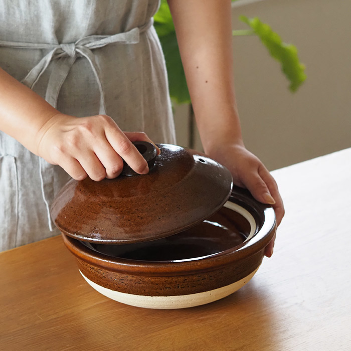 庄左エ門窯　水炊き土鍋　シンプル　二人用　飴