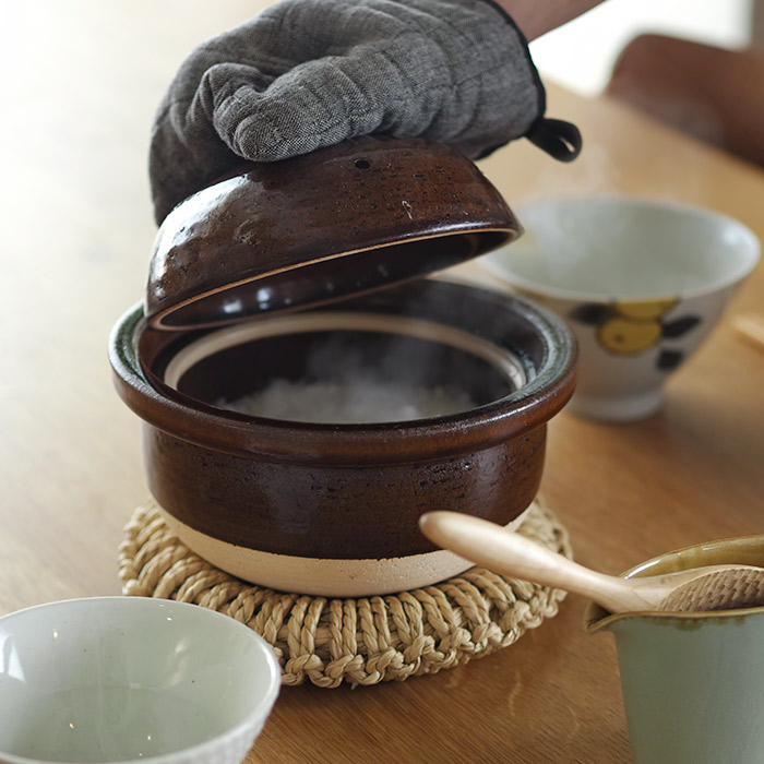 庄左エ門窯　米炊き土鍋　シンプル　一合　飴