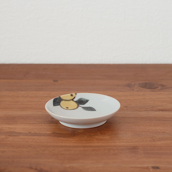 徳永遊心窯　色絵みかん 　3寸皿