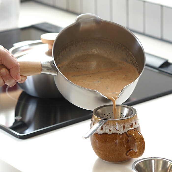 ヨシカワ　アイカタ　両口ステンレスミルクパン16cm　/　aikata