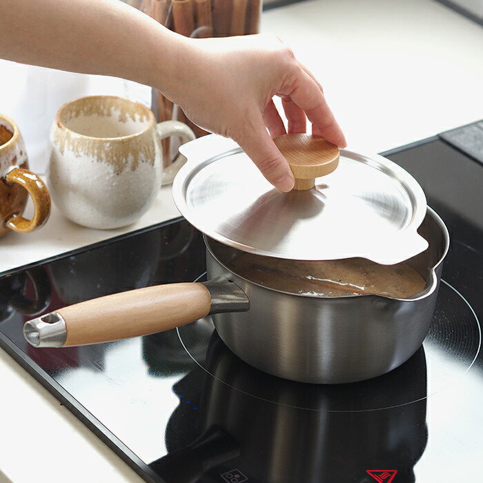 ヨシカワ　アイカタ　両口ステンレスミルクパン16cm　/　aikata